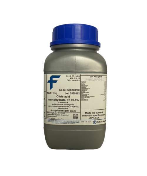 Citric acid monohydrate, 99.8+%, for analysis