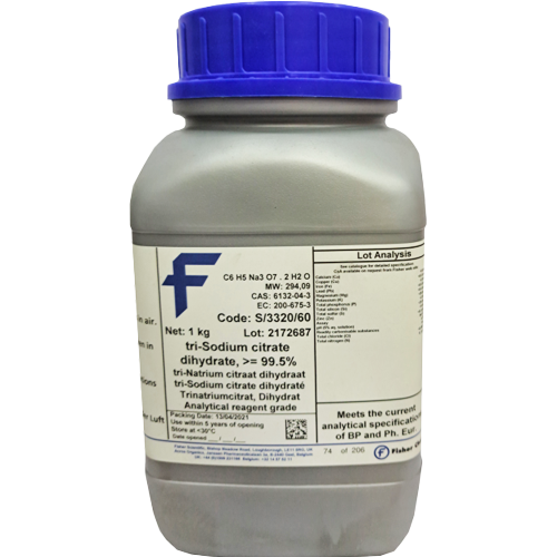 tri-Sodium citrate dihydrate, for analysis, 99.5-100.5%, AR