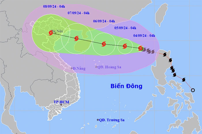 Hướng di chuyển của bão Yagi