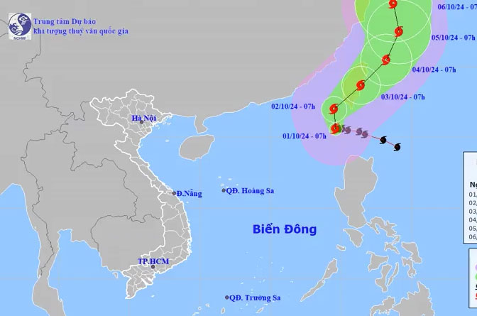 Dự báo hướng đi và khu vực ảnh hưởng của bão Krathon.