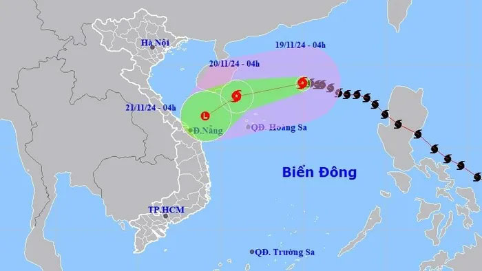 Hướng di chuyển của bão số 9.